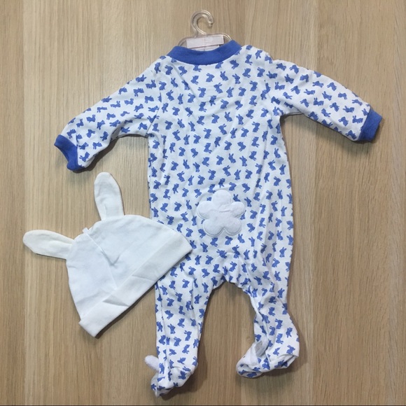Carters Newborn Blue Easter Bunny Pajama Set - Picture 2 of 4